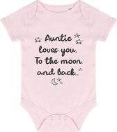 Baby Rompertje met Tekst Tante | To The Moon and Back | Roze 0-3 mnd