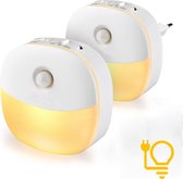 GizHub® LED Nachtlampje Stopcontact - Dimbare Nachtlampjes met Bewegingsensor - Nachtlampje Babykamer - Nacht Lamp - Kinderen & Baby – Warm licht - 2 stuks