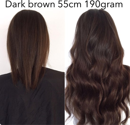 Clip In Extensions 55cm extra dik&vol 190gram donker bruin echt haar | bol.com