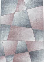 Modern laagpolig vloerkleed Rio - abstract - roze - 80x150 cm