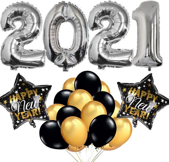 Bol Com Decoratie Pakket Oud Nieuw Versiering Nieuwjaar Folieballon 2021 Happy New Year