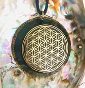 Shungite hanger – Spiritueel sieraad – Flower of life – Chakra stenen – Sieraden – Handgemaakt sieraad