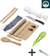 Meest Complete Sushi Set - 13-Delige Bamboe Sushi Kit - All-In-One Sushimaker Inclusief Sushi Bazooka en 3-in-1 Avocadosnijder - Gratis Recepten E-book - Sushitools