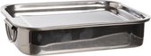 Braadslede - Ovenschaal - inox - met deksel 27x20xh5.5cm - 0.7mm