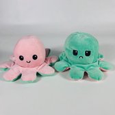 Octopus Knuffel -  Omkeerbaar - Moodknuffel - Reversible - Plushe - Roze/Blauw - Blij en Boos - Tiktok