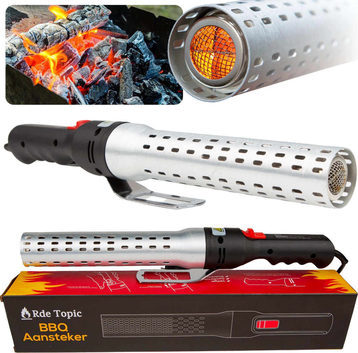 Rde Topic BBQ Aansteker - Looftlighter - BBQ Accessoires - One Minute Lighter - Rde Topic BBQ Aansteker
