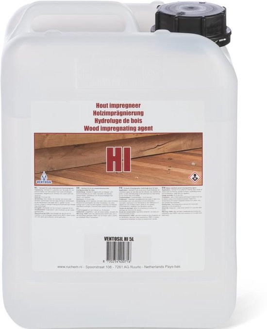 Ventosil HI Houtimpregneermiddel 10 Liter - Impregneerspray voor hout - Hout waterdicht maken - Hydrofuge - Zowel zacht als hardhout - Vele soorten hout - O.a. schuttingen, tuinmeubels, steigerhout en vlonders