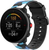 Siliconen Smartwatch bandje - Geschikt voor  Polar Unite camouflage band - blauw - Horlogeband / Polsband / Armband