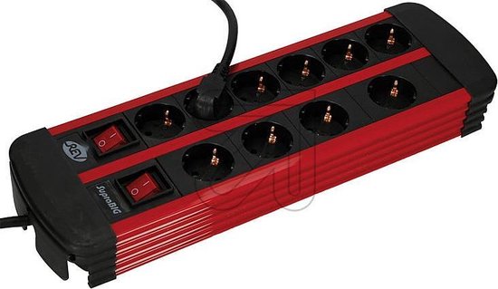 Stekkerdoos 10-voudig - rood met 2x aan/uit knop - 3m kabel | bol.com