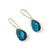 Dames Oorbellen Goudkleurig Blauw Topaas Druppel (14K Gold Plated) | cadeau dames