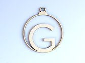 HOUTEN KERSTVERSIERING / WOODEN CHRISTMAS DECORATION - KERSTBAL / CHRISTMAS TREE BAUBLE - Letter G - 9cm - LICHT HOUT / NATURAL WOOD - HOUTEN HANGERS - KERSTBOOM - ALFABET / ALPHAB