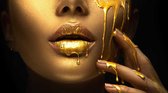 Plexiglas driping gold woman 120 x 65 cm op Plexiglas incl. luxe ophangframe