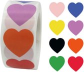 stickerrol - 500 stickers hartjes - beloningsstickers - stickers kinderen - sluitstickers hartje - cadeaustickers - Valentijn