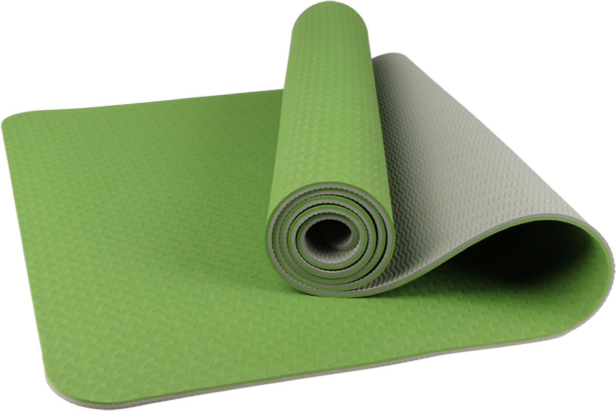 Mila ECO Plus Comfortabele yoga mat van natuurrubber/TPE - 183x61x0.6 cm - lichtgroen met tas