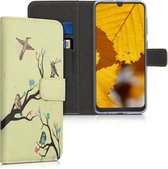 kwmobile telefoonhoesje voor Samsung Galaxy A50 - Hoesje met pasjeshouder in oranje / bruin / beige - Boom Vogels Bloemen design