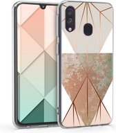 kwmobile telefoonhoesje voor Samsung Galaxy A40 - Hoesje voor smartphone in beige / roségoud / wit - Geometrische Driehoeken design