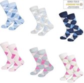 GIANVAGLIA DAMES SOKKEN - KATOEN - ARGYLE - GERUIT - MULTIPACK - 12 PAAR - MAAT 35-38