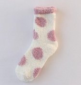 Warme sokken dames - fluffy sokken - dikke sokken - huissokken - wit / zalm - gestipt / met stippen - 36-40 - zacht