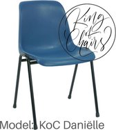 King of Chairs model KoC Daniëlle blauw met zwart onderstel. Stapelstoel kantinestoel kuipstoel vergaderstoel tuinstoel kantine stoel stapel stoel kantinestoelen stapelstoelen kuip