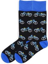 Sokken heren blauw / zwart - print fiets - 40-46