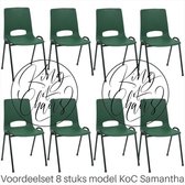 King of Chairs -Set van 8- Model KoC Samantha groen met zwart onderstel. Stapelstoel kuipstoel vergaderstoel tuinstoel kantine stoel stapel stoel kantinestoelen stapelstoelen kuips