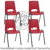 King of Chairs -Set van 4- Model KoC Samantha rood met zwart onderstel. Stapelstoel kuipstoel vergaderstoel tuinstoel kantine stoel stapel stoel kantinestoelen stapelstoelen kuipst