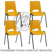 King of Chairs -Set van 4- Model KoC Samantha okergeel met zwart onderstel. Stapelstoel kuipstoel vergaderstoel tuinstoel kantine stoel stapel stoel kantinestoelen stapelstoelen ku