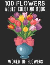 100 Flowers Adult Coloring Book