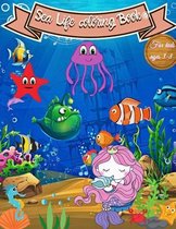 Sea Life Coloring Book for Kids ages 3-8