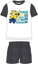 Minions Kinder Shortama Zomerset Maat 128 Wit/DonkerGrijs - 1 stuk