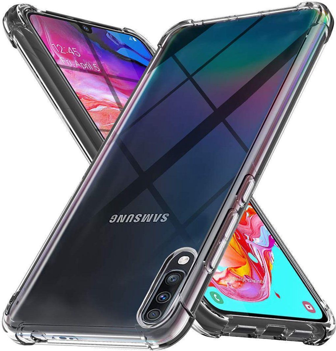 Samsung A70 Hoesje Siliconen Shock Proof Case - Samsung Galaxy A70 Hoesje Transparant - Samsung Galaxy A70 Hoes Cover Transparant - Samsung A70 Case Shockproof
