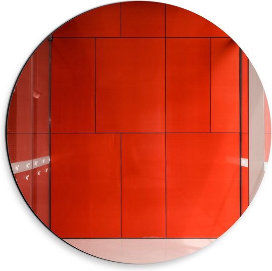 Dibond Wandcirkel - Rode Wand  - 30x30cm Foto op Aluminium Wandcirkel (met ophangsysteem)