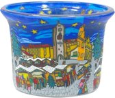 Kleurrijke theelichthouder in glas / sfeerlicht | kerstmarkt 5 cm