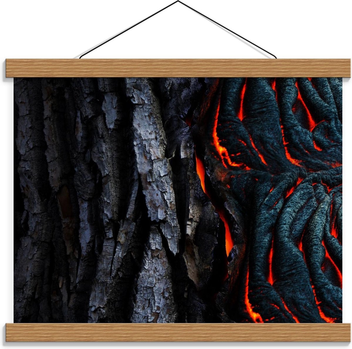Schoolplaat – Vulkaan met Magma - 40x30cm Foto op Textielposter (Wanddecoratie op Schoolplaat)