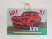 Houten sjabloonpaneel "Love my BMW"