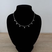 Yoonz - ketting - hangende sterretjes - zilver kleurig - stainless steel - 30 cm + 10 cm verlengstuk