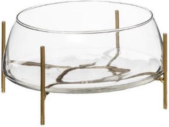iets Parelachtig Slijm Glazen vaas met gouden staander voor brandend geurend zand of drijfkaarsen  | bol.com