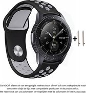 Zwart Wit Siliconen Bandje voor 20mm Smartwatches - zie compatibele modellen van Samsung, Pebble, Garmin, Huawei, Moto, Ticwatch, Citizen en Q – Maat: zie maatfoto – 20 mm black wh
