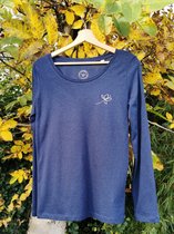 Yoga longsleeve dames biokatoen blauw