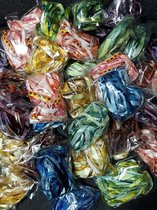 Satijn linten pakket wasbaar 100 linten van 3 meter in rood,blauw, groen, bruin, geel en oranje tinten