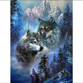 Diamond Painting met twee wolven en bergen 40 x 50 cm