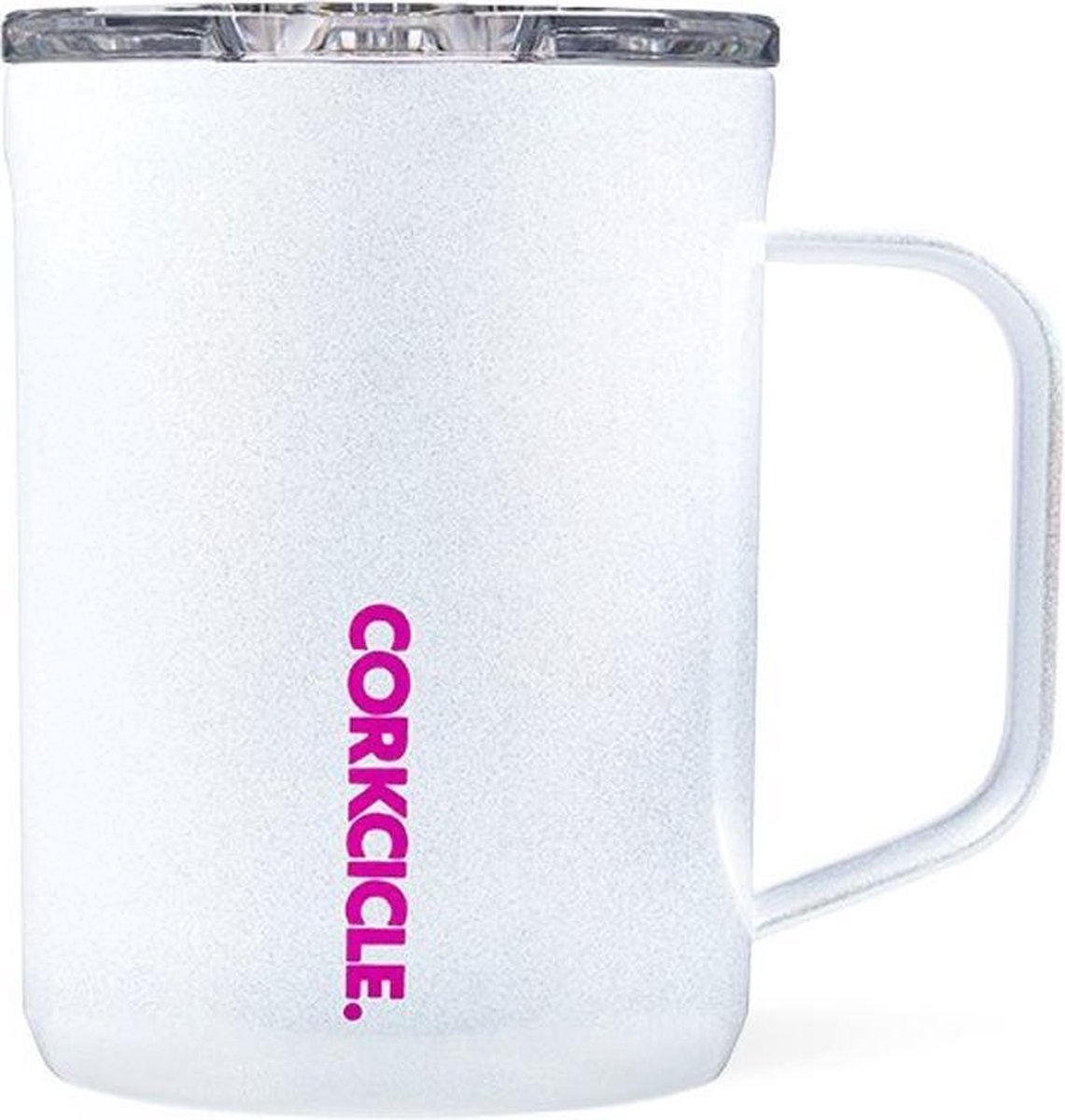 Corkcicle Unicorn Magic Koffiebeker Koffiemok To Go - Thermosbeker - RVS & driewandig Koffie Beker - 475ml - Wit/Roze/Sparkles