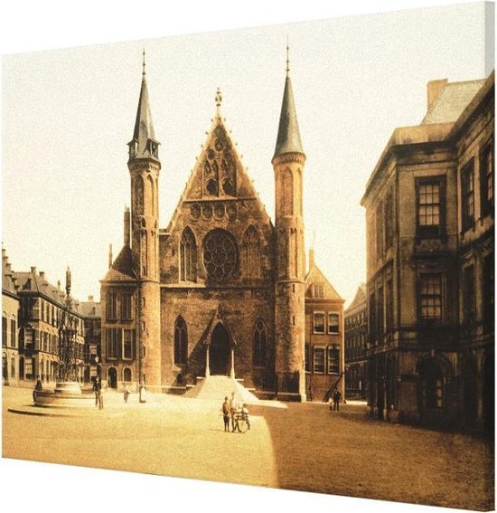 Oud Stadsgezicht Den Haag - Ridderzaal op het Binnenhof - Oude Foto Print op Canvas Doek - 90x60 cm