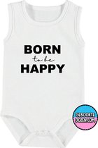 Baby rompertjes - Born to be happy - maat 74/80 - kap mouwen - baby - baby kleding jongens - baby kleding meisje - rompertjes baby - rompertjes baby met tekst - kraamcadeau meisje