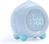 Slaaptrainer 'Lovely Peach' - Wake up light - kinderwekker - digitale wekker met slaaptimers en temperatuur aanduiding - meerkleurige nachtlamp met slaapdeuntjes - blauw