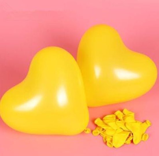 Hartjes ballonnen geel (10 stuks) | Verjaardag - Jubileum - Bruiloft - Verloving - Valentijn