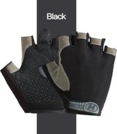 Sporthandschoen – multifunctioneel – vingerloze handschoenen met grip voor (race)fietsen en spinnen, fitness, gym, hockey - Zwart - Maat L