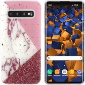 BackCover Marble hoesje met Glitter - Telefoonhoesje voor Samsung S10 - Wit