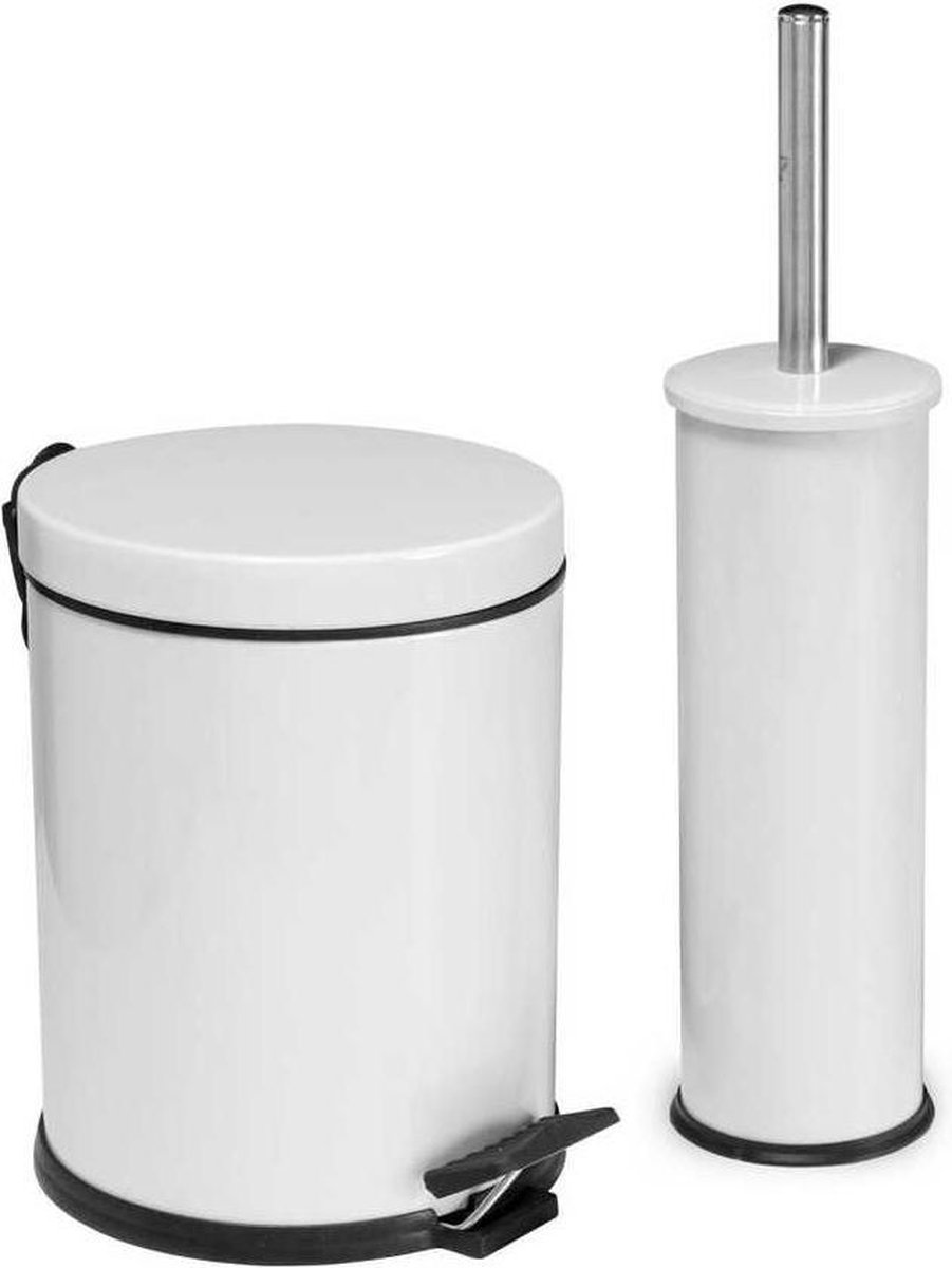 Tiss® - Pedal Bin Classic Pedaalemmer 2-delig - badkamer en toilet- 5 l - Prullebank - Wit