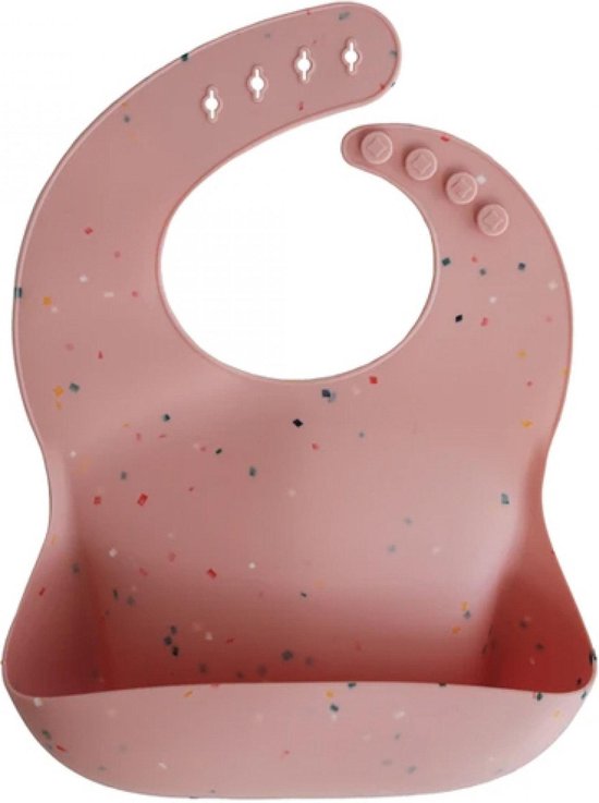 Bavoir en Siliconen Mushie - Poudre de Confettis - Avec plateau de collecte